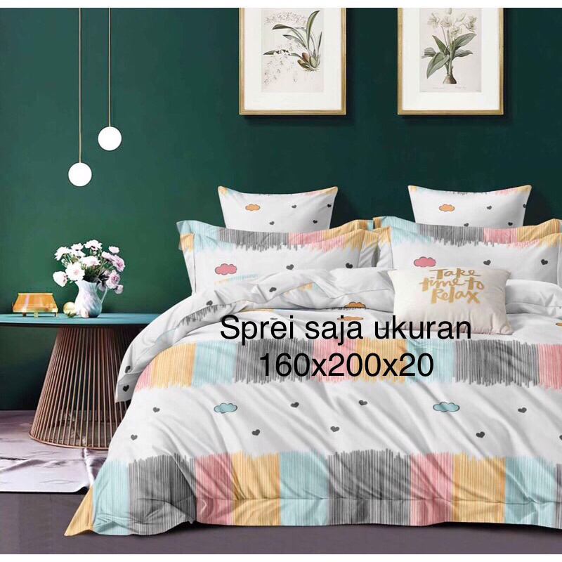 Flashsale Sprei saja ukuran 160x200x20 bahan cotton disperse bahan adem lembut tidak luntur