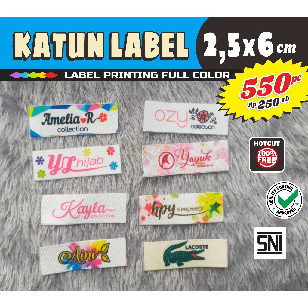 Label Baju KATUN Premium Fullcolor 2,5x6 cm