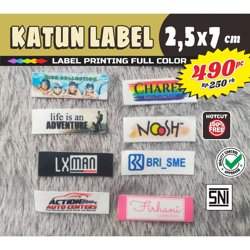 Label Baju KATUN Premium Fullcolor 2,5x7 cm