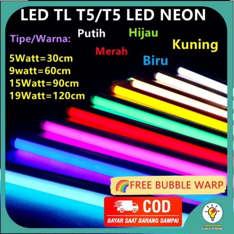 Lampu TL Neon T5 LED 20W Tube Dekorasi Warna Warni/Lampu neon led