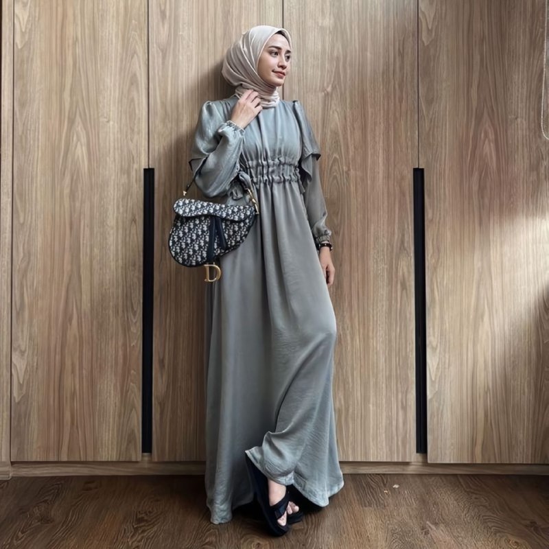 Nadin Dress Silk / Gamis Remaja Kekinian Dress Flowly