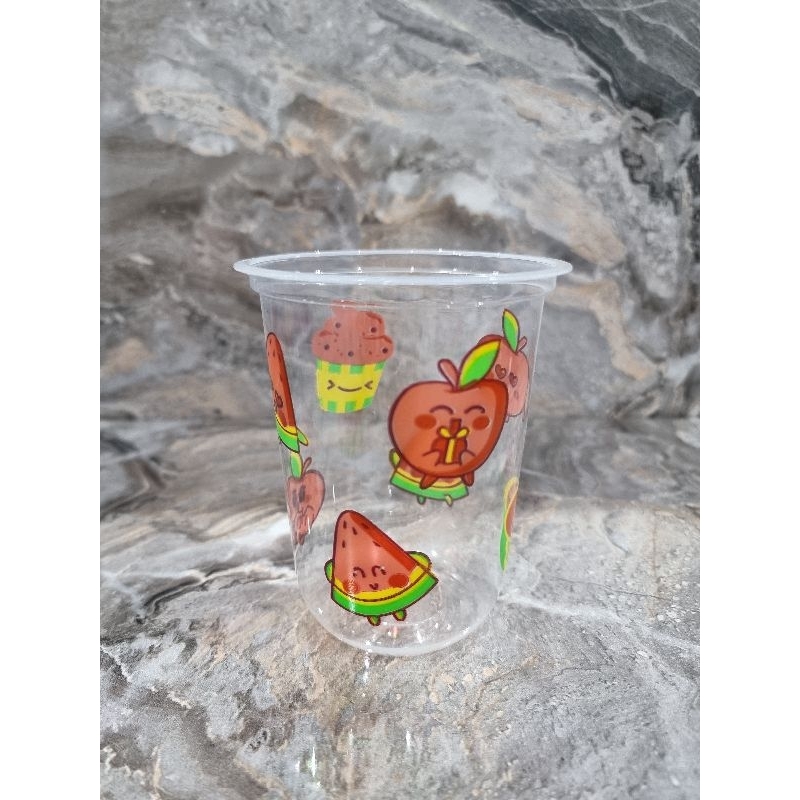 Cup 16 oz oval motif fruit
