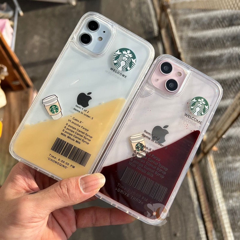 CASE STARBUCKS LIQUID COFFE FOR IPHONE 15 14 PLUS 14 15 PRO MAX X XS MAX XR 11 12 13 PRO MAX hard ca