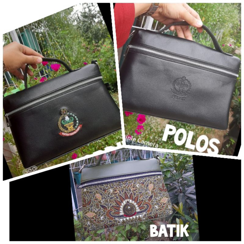 tas clutch persit polos bordir batik ada tali selempang pouch