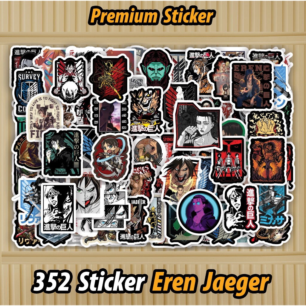 

352 PCS Sticker Eren Jaeger Attack On Titan Waterproof sudah di Cutting