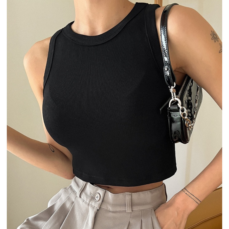 Rib Tanktop Crop Top / baju wanita korea / crop top korea