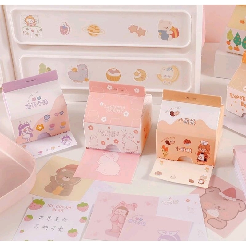 

Milk Box Note Pad Memo Pad Stick Notes Kertas Memo Kotak Susu Memo Pad Kotak Susu Motif Kartun Lucu