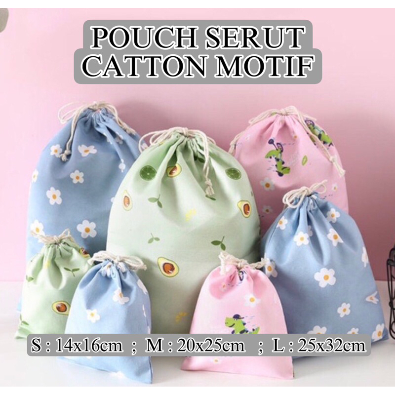 POUCH SERUT KATUN SIZE S M L | POUCH SERBAGUNA | POUCH SERUT | TAS SERUT | KANTUNG SERUT | TAS MAKEU