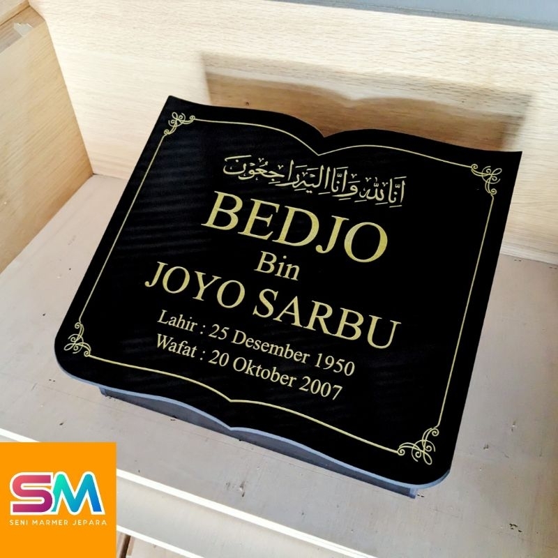 Seni Marmer - Batu Nisan Buku Makam Dudukan Besar Granit Minimalis 40x32 Cm