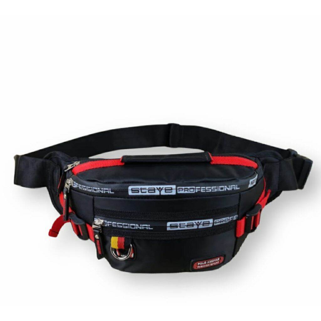 official tas pinggang polo bahan parasut tas selempang pria waistbag polo bahan parasut