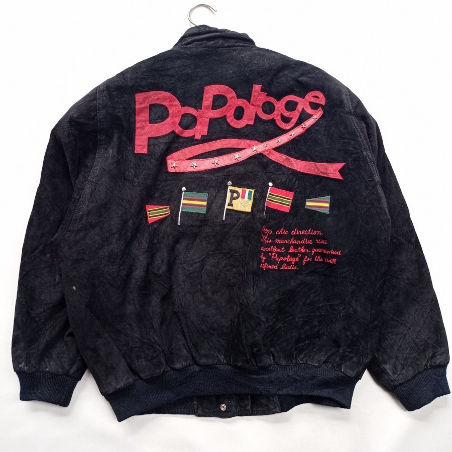 vintage 80s Papotage japan suede leather bomber jacket unisex