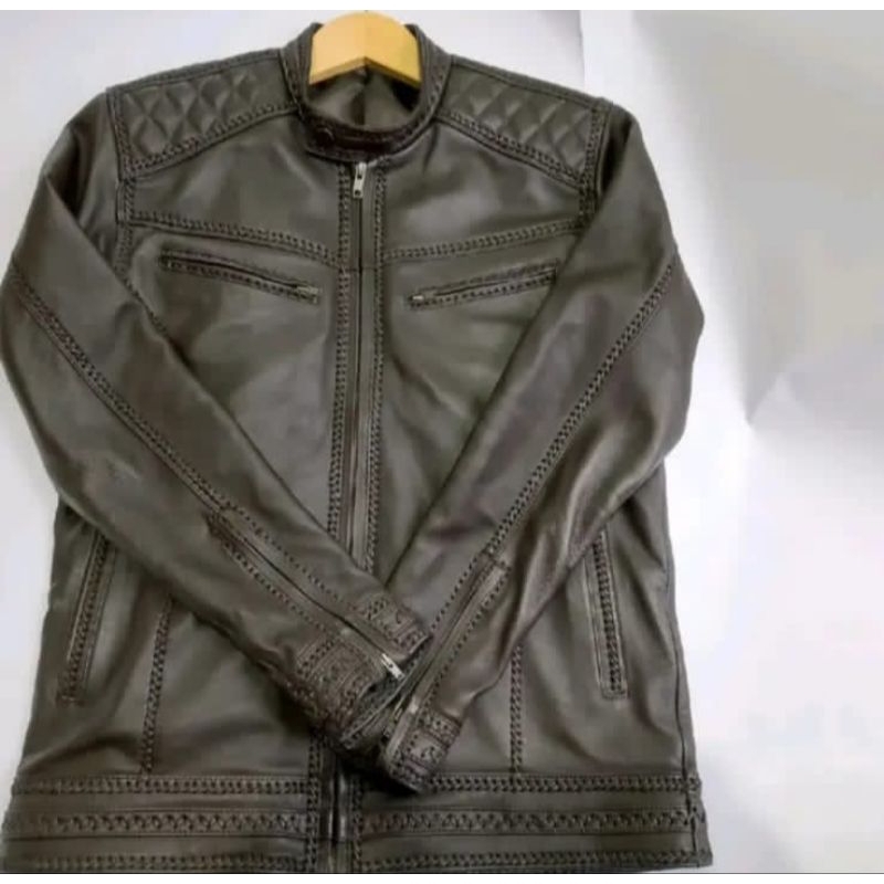 jaket kulit original - jaket kulit domba sulam - jaket kulit pria - jaket kulit domba