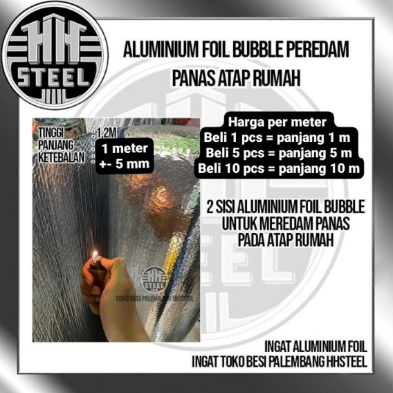 Aluminium Bubble Foil Metalizing Peredam Panas Atap Seng Rumah Tinggi 1,2 M Harga per meter