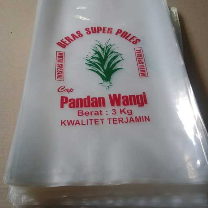 Plastik Beras Kemasan 3 kg sablon Cap Pandan Wangi 2 warna Tebal Kuat Bisa di jahit Plastik PE Benin