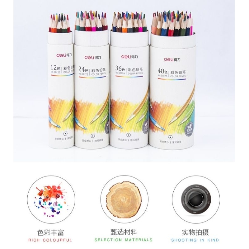 

Deli pensil warna 12/24/36/48 dengan serutan