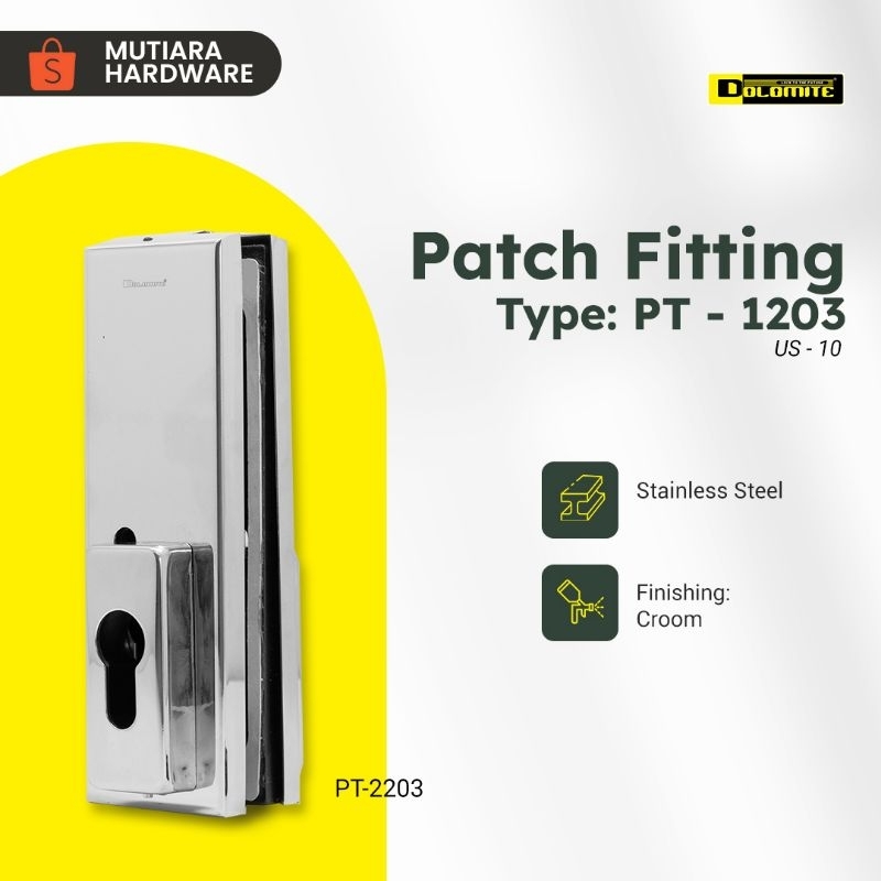 Patch fitting dolomite US10 / Kunci pintu kaca US10 PT 2203