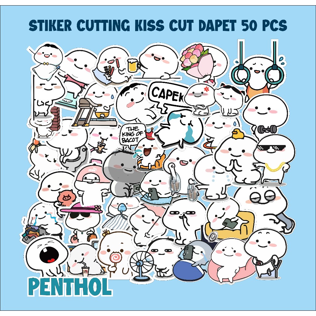 

(KANFAS) 50 PCS STIKER CUTTING LUCU PENTHOL TERMURAH BISA DITEMPEL UNTUK SMARTPHONE TUMBLR, KOTAK BEKAL, LAPTOP, HELM, MOTOR, MOBIL DLL Plastik