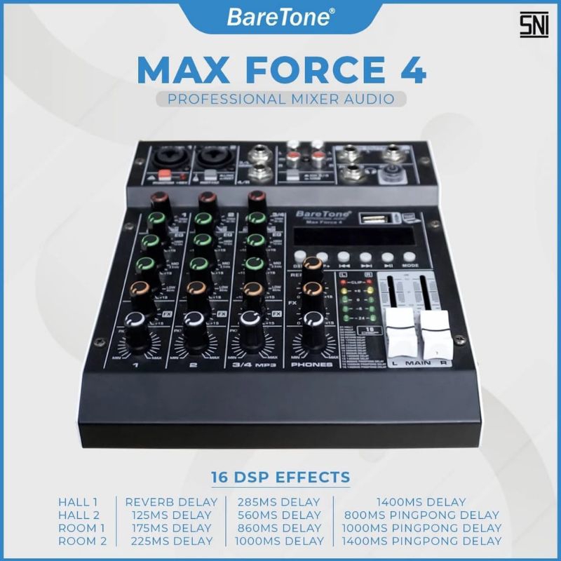 BARETONE - Mixer Audio Baretone Max Force 4 Original 4 chanel