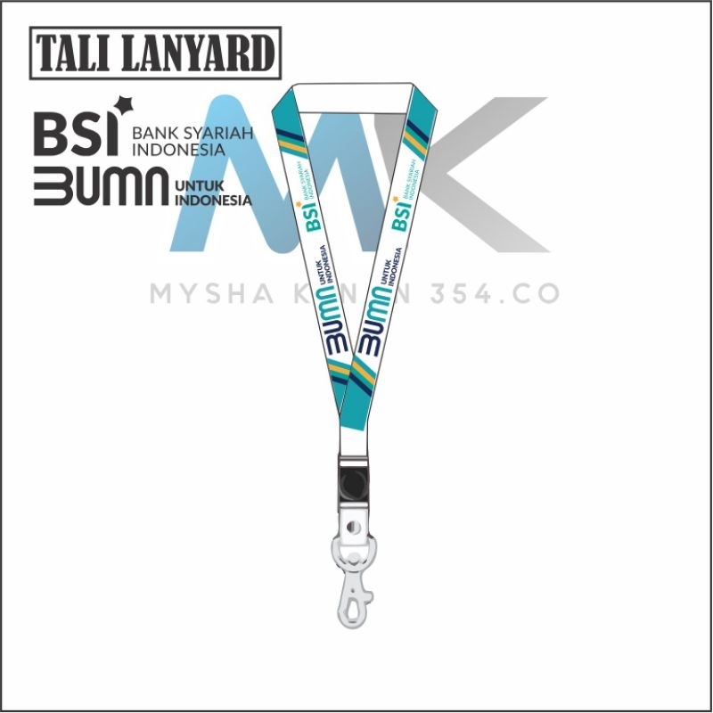 TALI LANYARD BUMN LOGO BSI BANK SYARIAH INDONESIA - TALI ID CARD GANTUNGAN KUNCI GANTUNGAN FLASHDISK