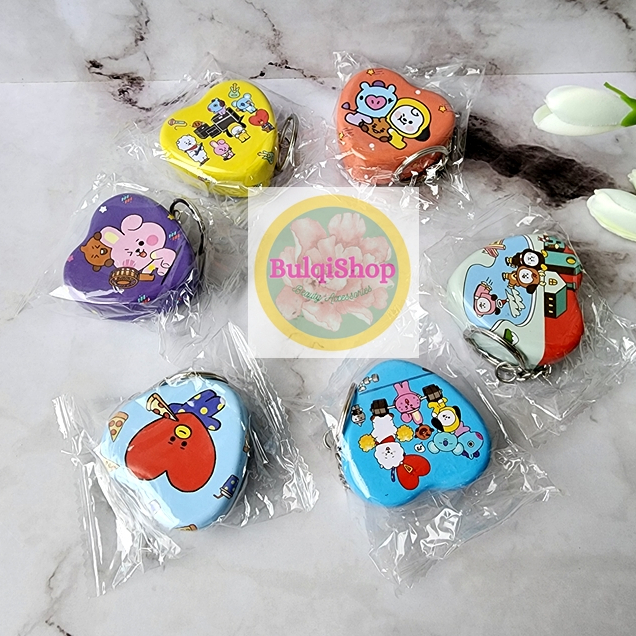 Gantungan Kunci Kaleng Kecil Love BTS BT 21 Kotak Penyimpanan permen perhiasan pernak pernik serbagu