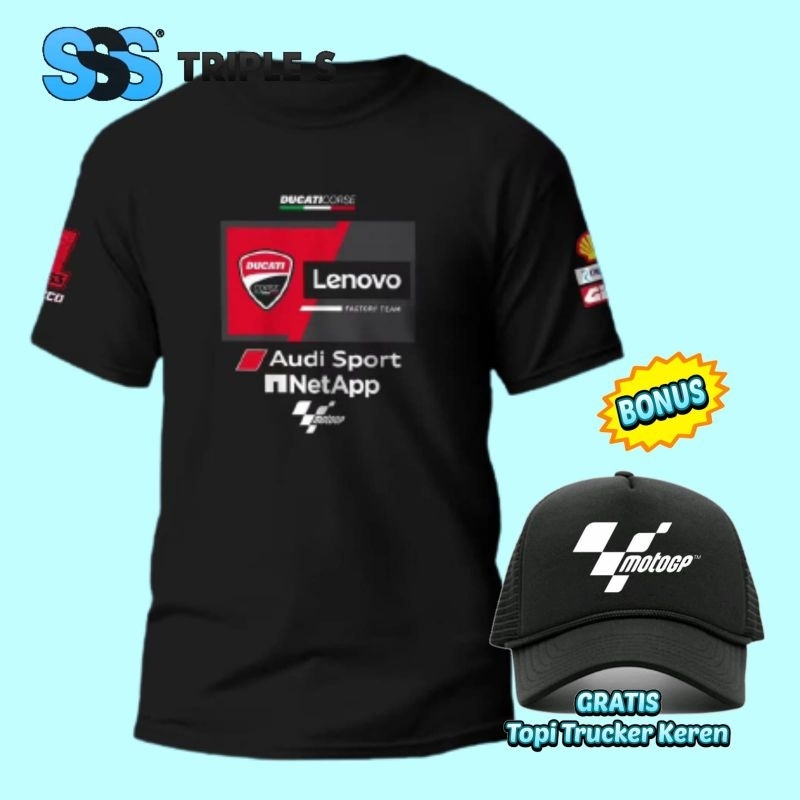 KAOS MOTOGP DUCATI CORSE LENOVO BONUS TOPI KEREN