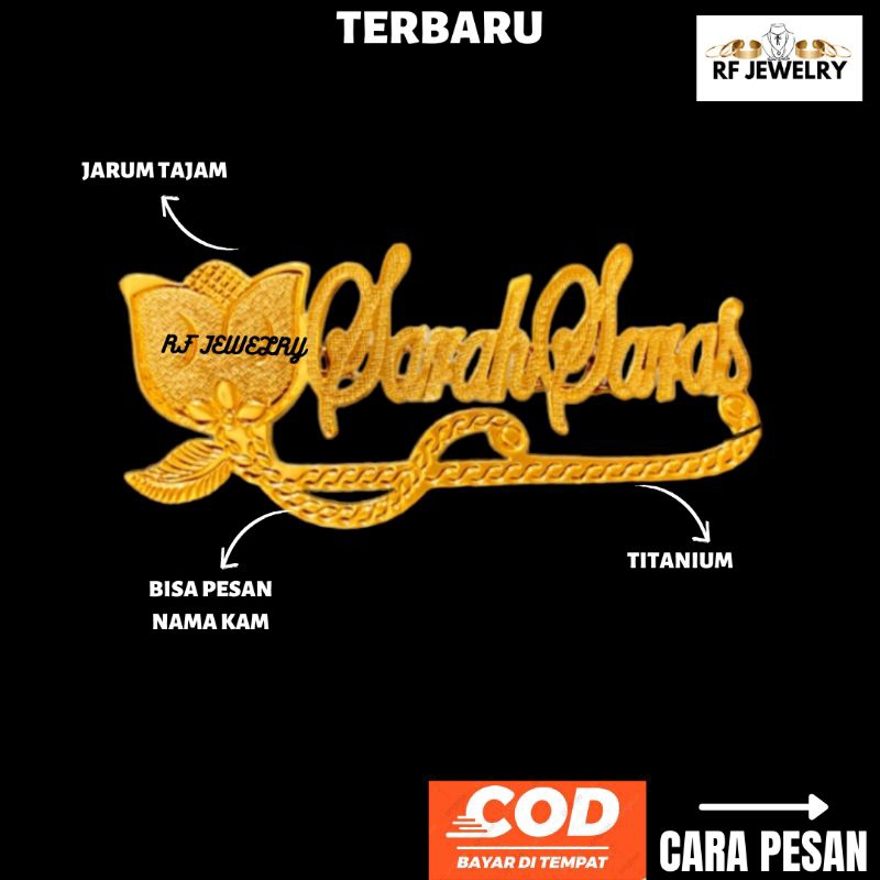 Bros Nama custom Bros hijab Bros Titanium lapis emas
