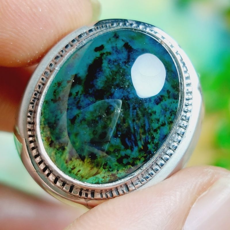 BATU BACAN DOKO NATURAL DOKO BAHAN COKLAT CAIR ◇RING BAJA PUTIH MONEL HANDMADE