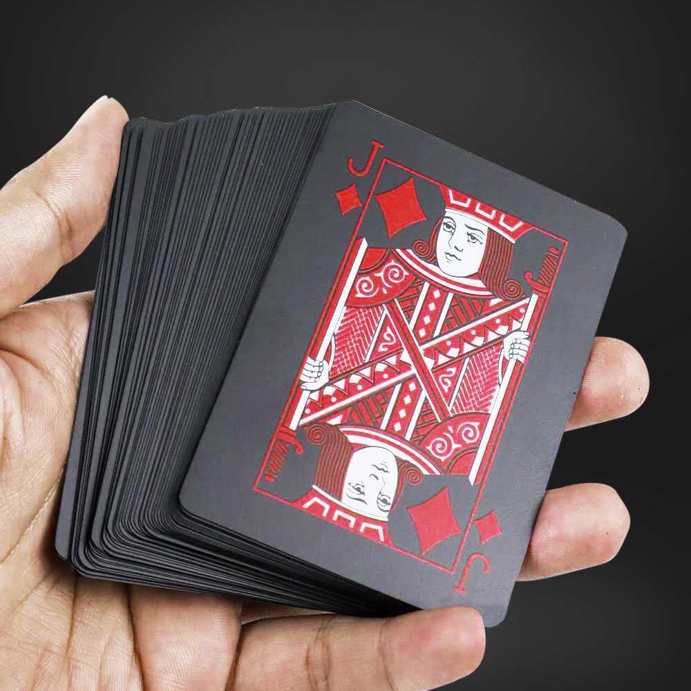 DEDOMON Kartu Remi Plastik Anti Air Waterproof Hitam Merah