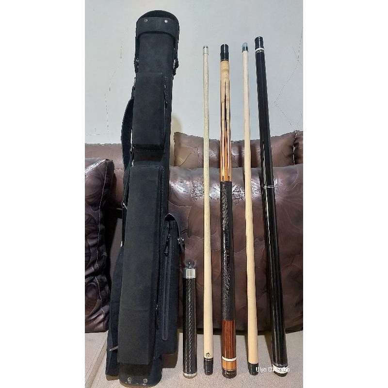 Paket Komplit Tinggal Main Cue Stick Billiard Mezz ZZ32 Case Custom 2x3 Jump Break Fury Extension Ca