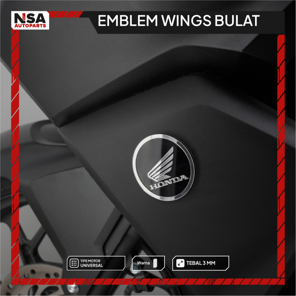 1SET KANAN DAN KIRI EMBLEM HONDA LOGO HONDA WINGS BULAT LOGO TIMBUL WINGS BULAT VARIASI WARNA
