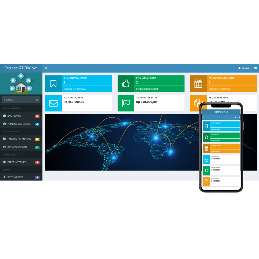 Resmi pembuat Versi 2 Aplikasi tagihan wifi RT RW  net Suport link tagih lewat WA