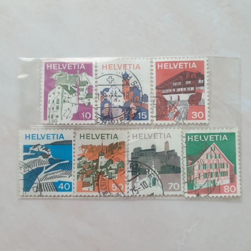 

(A) Perangko Swiss Landscapes (1973-75) Tahun 1975 set 7pcs