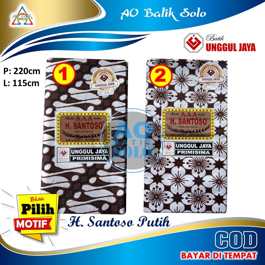 Kain Batik Kain Jarik, Jarik Batik H Santoso Motif Dasar Putih, Batik Putih, Kain Panjang