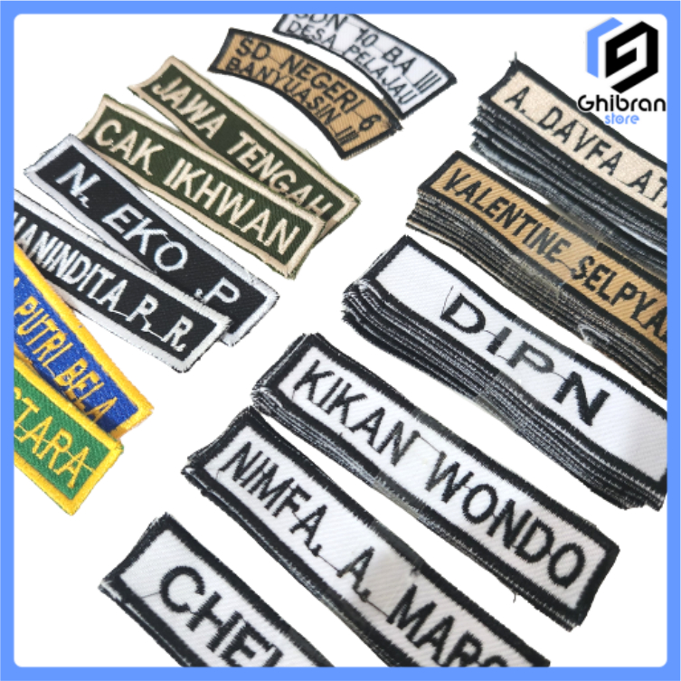 Bordir Nama GROSIR Seragam Sekolah & Pramuka – Bet Nama 2×8,5 cm