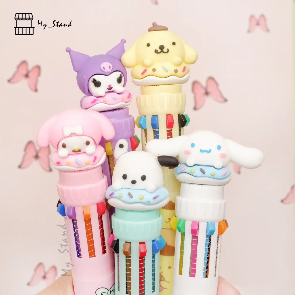 

Pena 10 Warna Sanrio Pen Bolpen Pulpen Gelpen Karakter Tinta Warna Warni Pom Purin Kuromi My melody Cinnamoroll