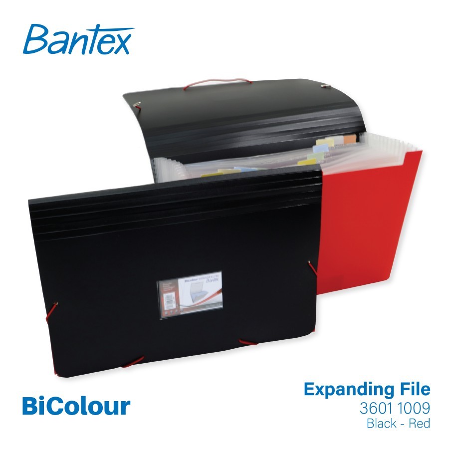 

Bantex BICOLOUR Expanding File Folio 12 Pocket Black Red