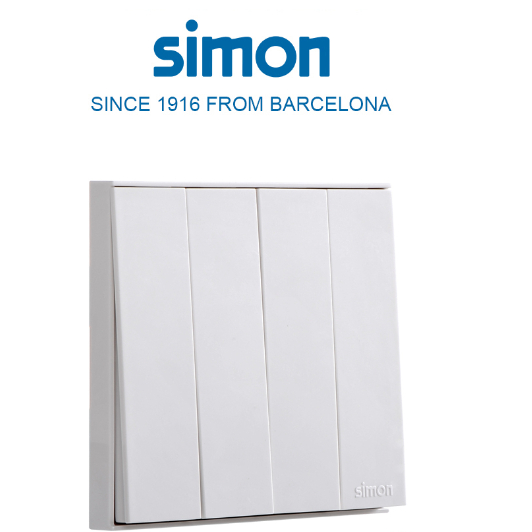 SIMON E6 Saklar 4Gang 1Way White/Grey/Champagne