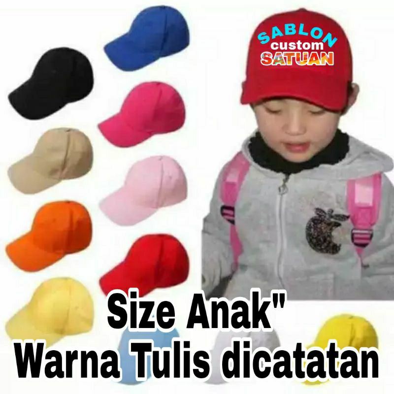 Topi Anak TK SD baseball custom sablon bisa satuan