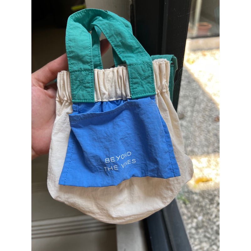 preloved btv colourblock micro dumpling bag - cream/blue ( beyond the vines )