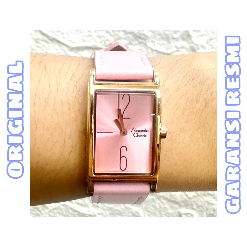 Jam Tangan Wanita Alexandre Christie - AC 2A05 - Tali Kulit - Jam Persegi - Jam Original - AC ori