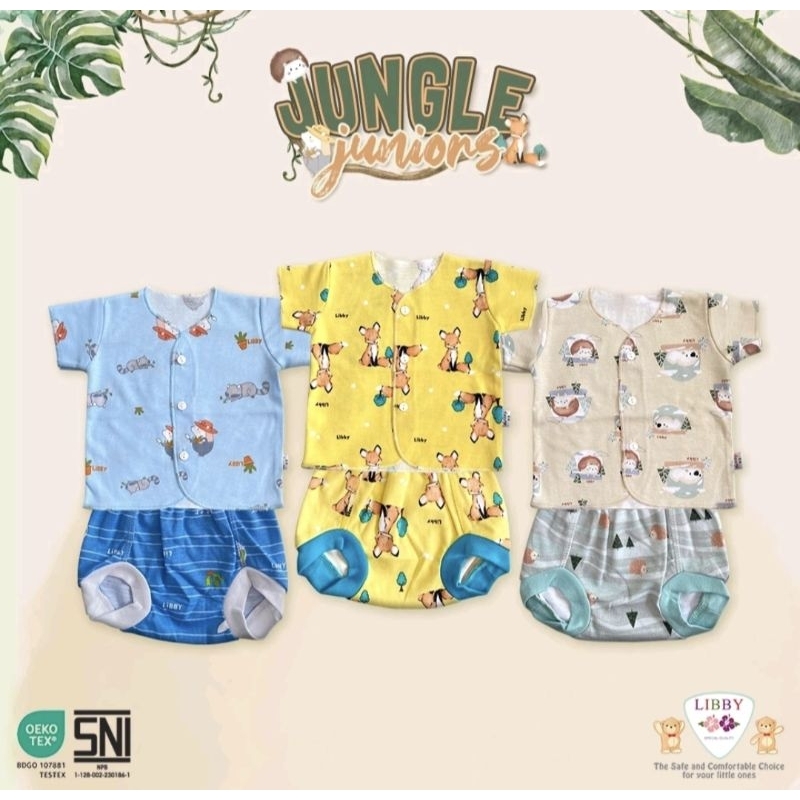 SETELAN LIBBY BABY NEWBORN | SET BAJU BABY KANCING DEPAN | LIBBY BABY SERIES JUNGLE JUNIORS