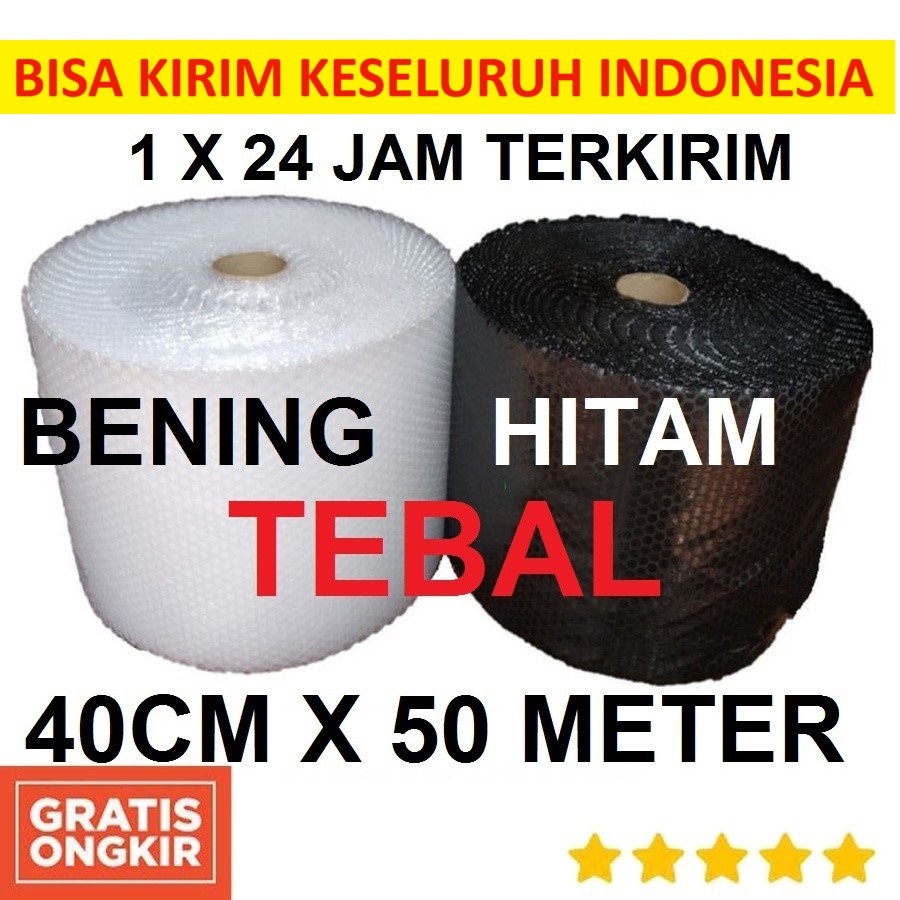 

Bubble Wrap Hitam dan bening 40Cm x 50Meter