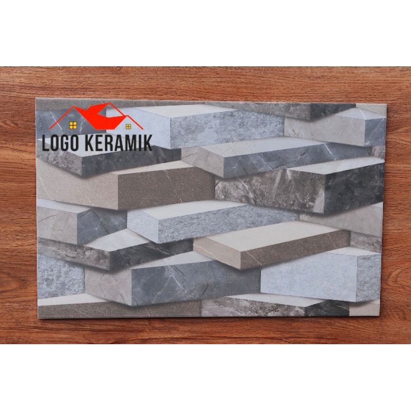 Keramik Dinding Kasar Doff Motif Batu Alam 3D 25x40 Wellington Grey