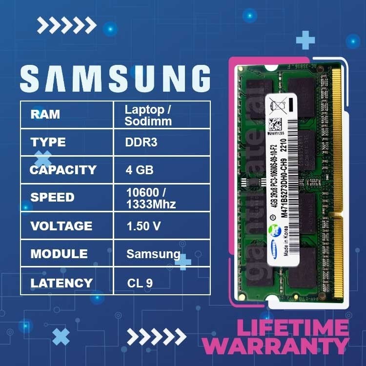 RAM LAPTOP 4GB DDR3 PC10600 SAMSUNG
