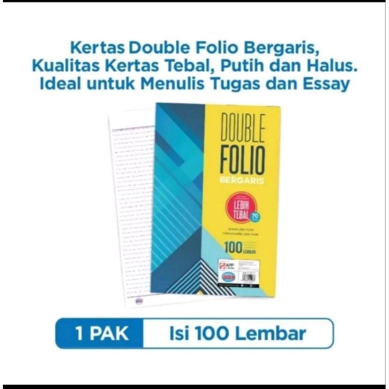 

Double Folio Bergaris isi 100 lembar Merk Sinar Dunia per 1pack