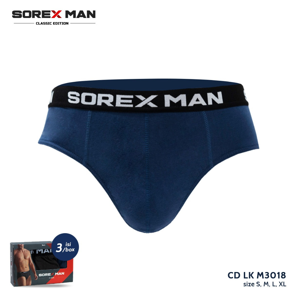 (3 PCS) Sorex Man Celana Dalam Segitiga Pria Katun Classic Brief CD LK 3018