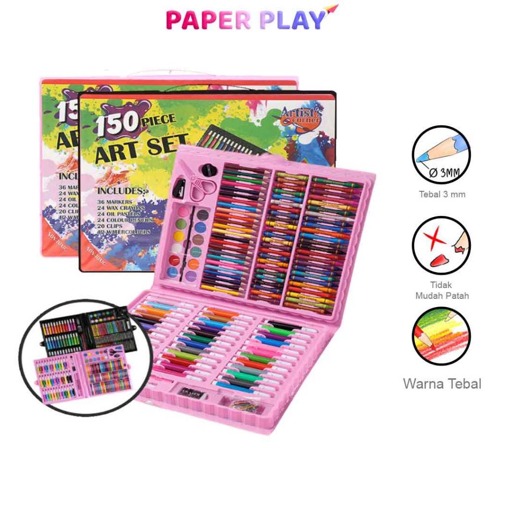 

PAPERPLAY COD Pensil Warna & Cat air Set 150 Pcs / Crayon Set & Water Color Paint 150 Pcs / Krayon & Mewarnai Anak STY10