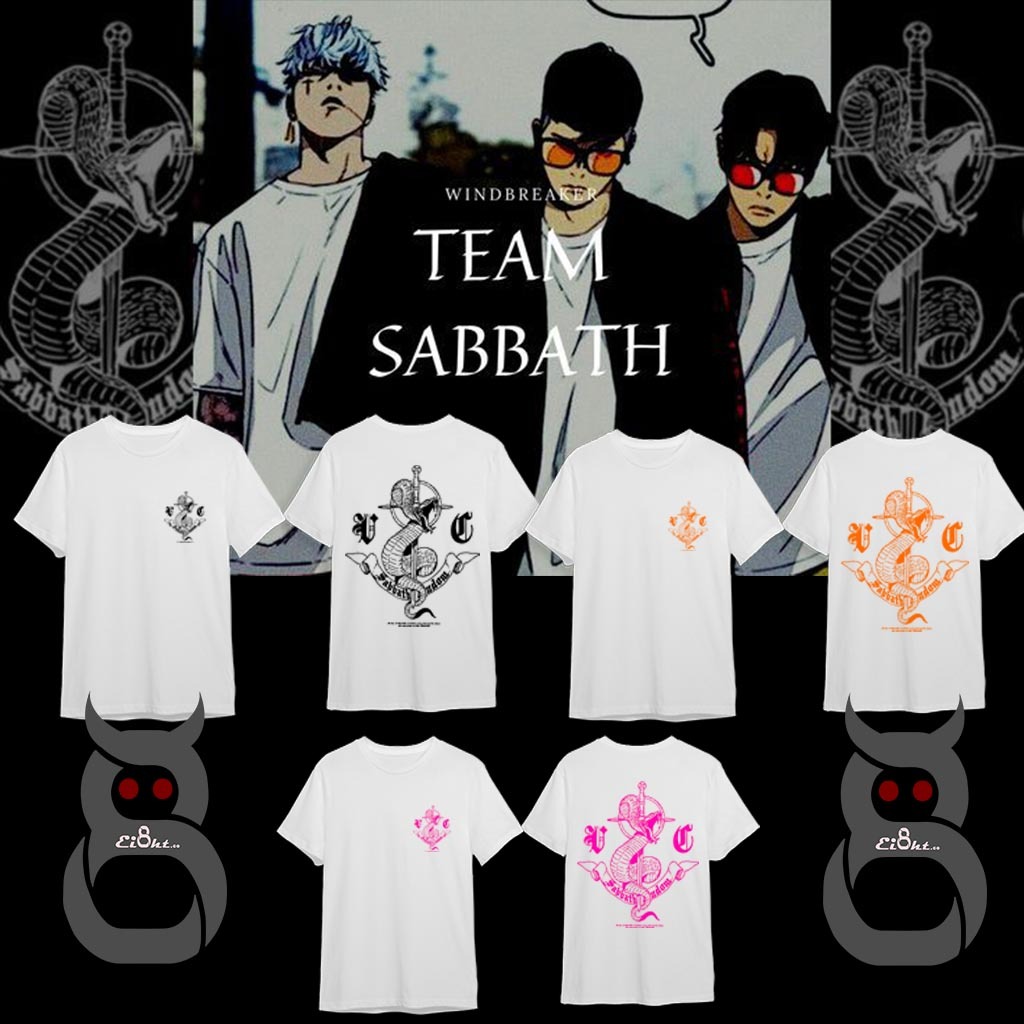 Baju Kaos Team Sabbath Wind Breaker Joker Jay joo Wooin Hyuk Kwon Manhwa