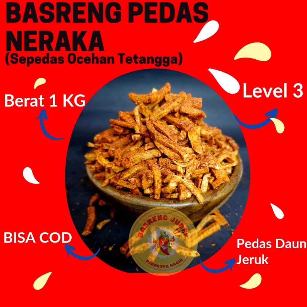 

Basreng 1 Kg Asin Ajah / Pedas Nangis / Pedas Neraka / Pedas Gila (LEVEL 0 - 3 )