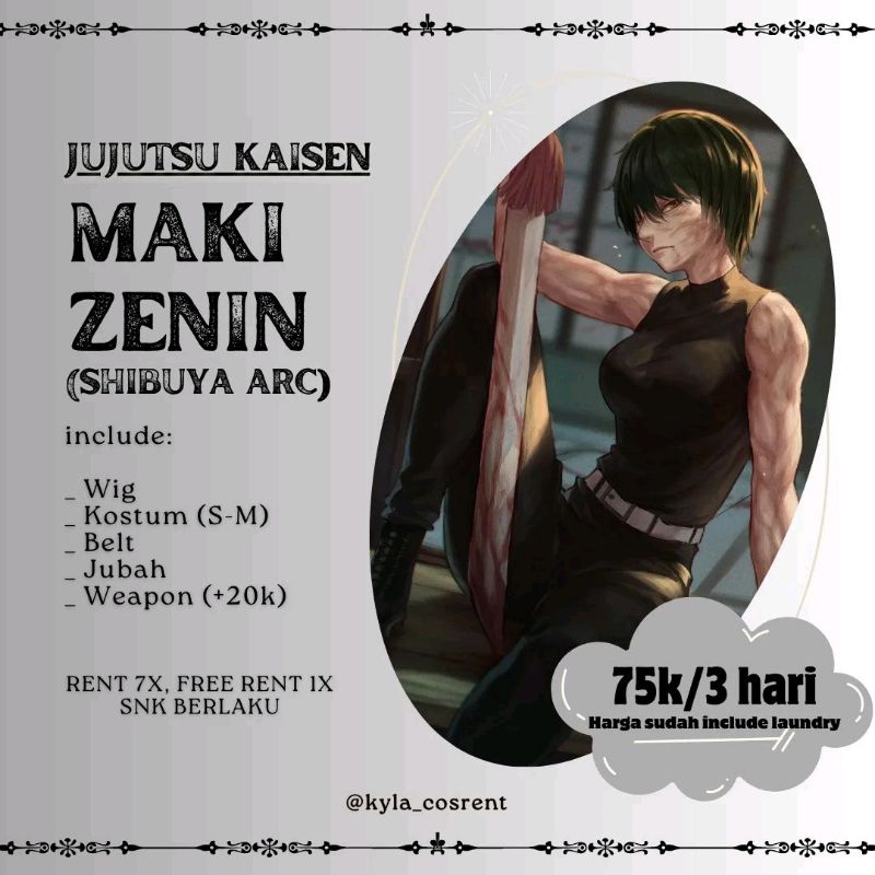 Rental Kostum Cosplay Maki Zenin